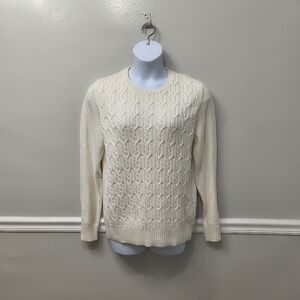 Tommy Hilfiger Mens Flag Logo Cable Knit Sweater Beige Cream Size XXL Old Money